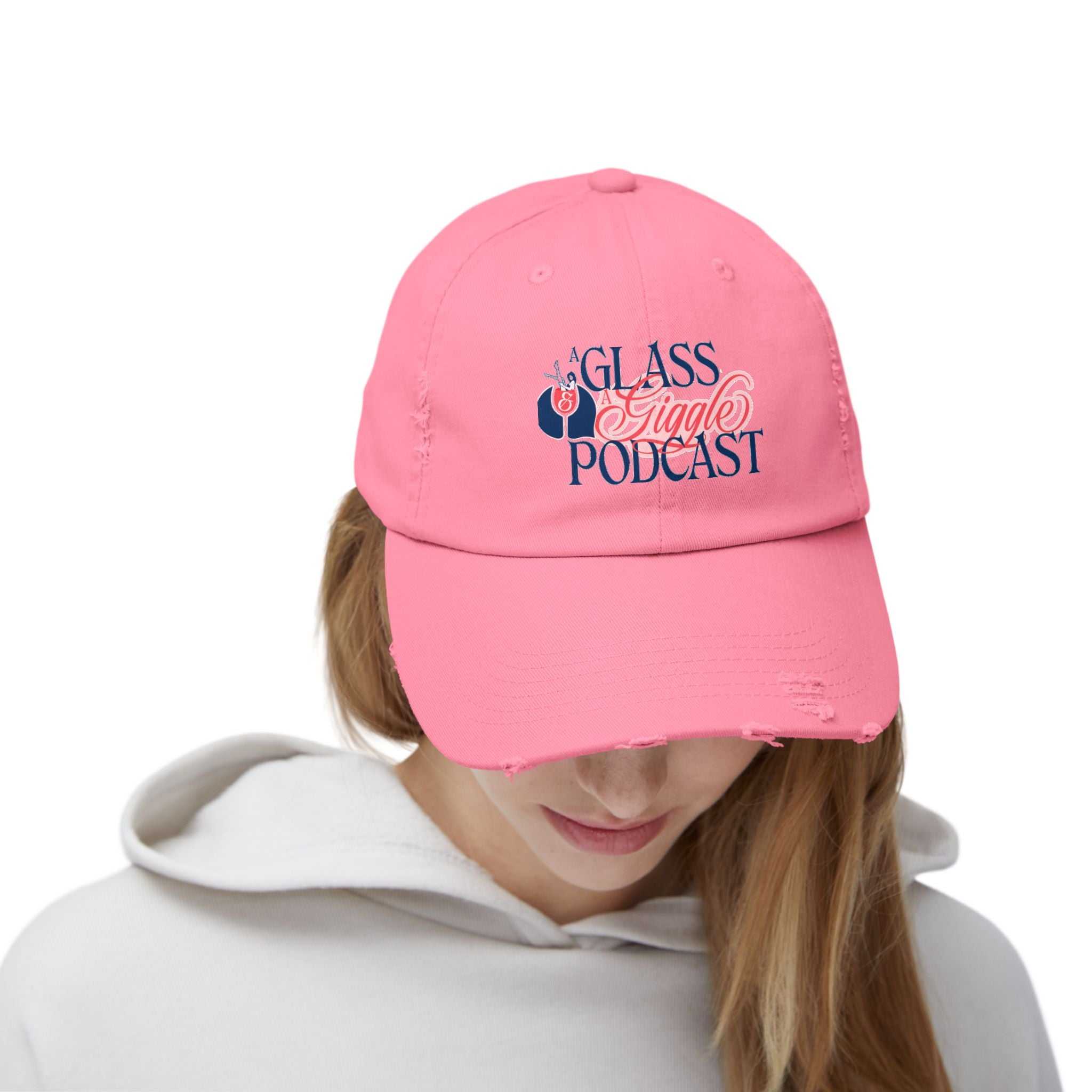 A Glass and a Giggle Signature Distressed Cap