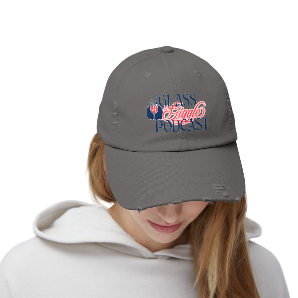 A Glass and a Giggle Signature Distressed Cap