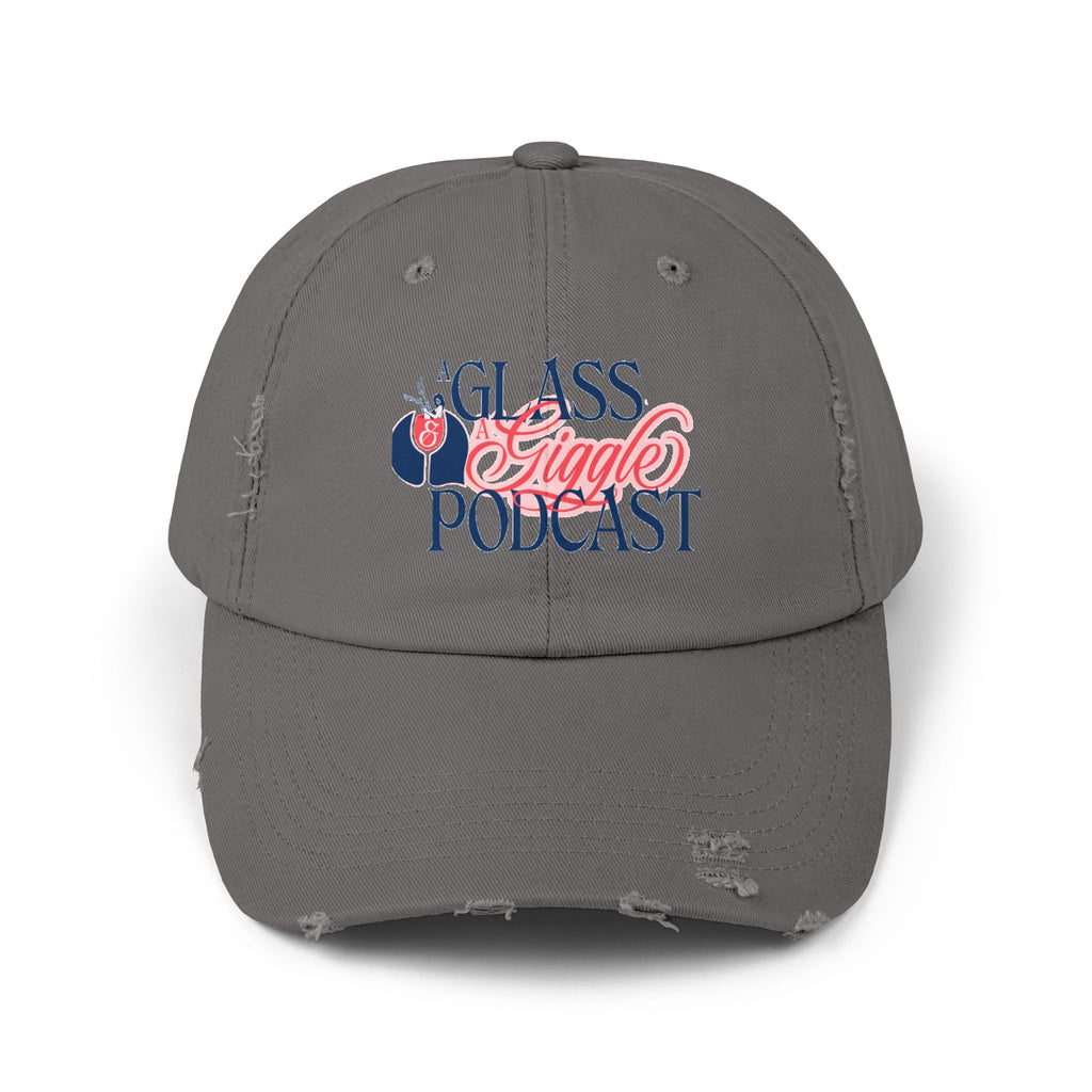 A Glass and a Giggle Signature Distressed Cap