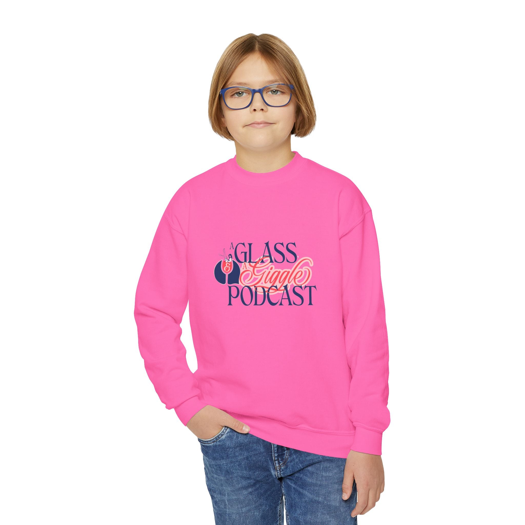 A Glass and a Giggle Signature Youth Crewneck