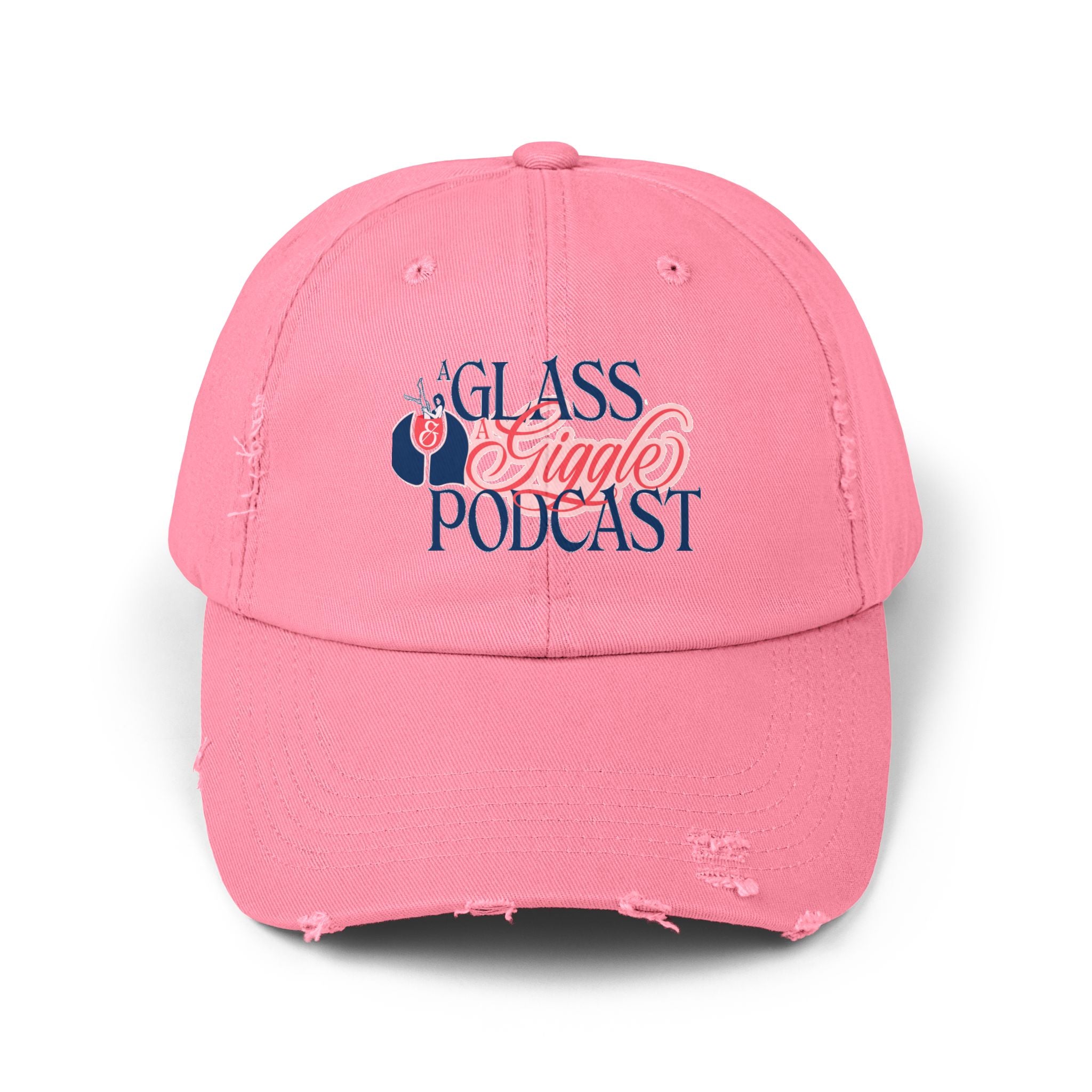 A Glass and a Giggle Signature Distressed Cap